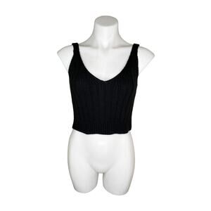 ASOS Black Ribbed Sweater Crop Tank Size 10